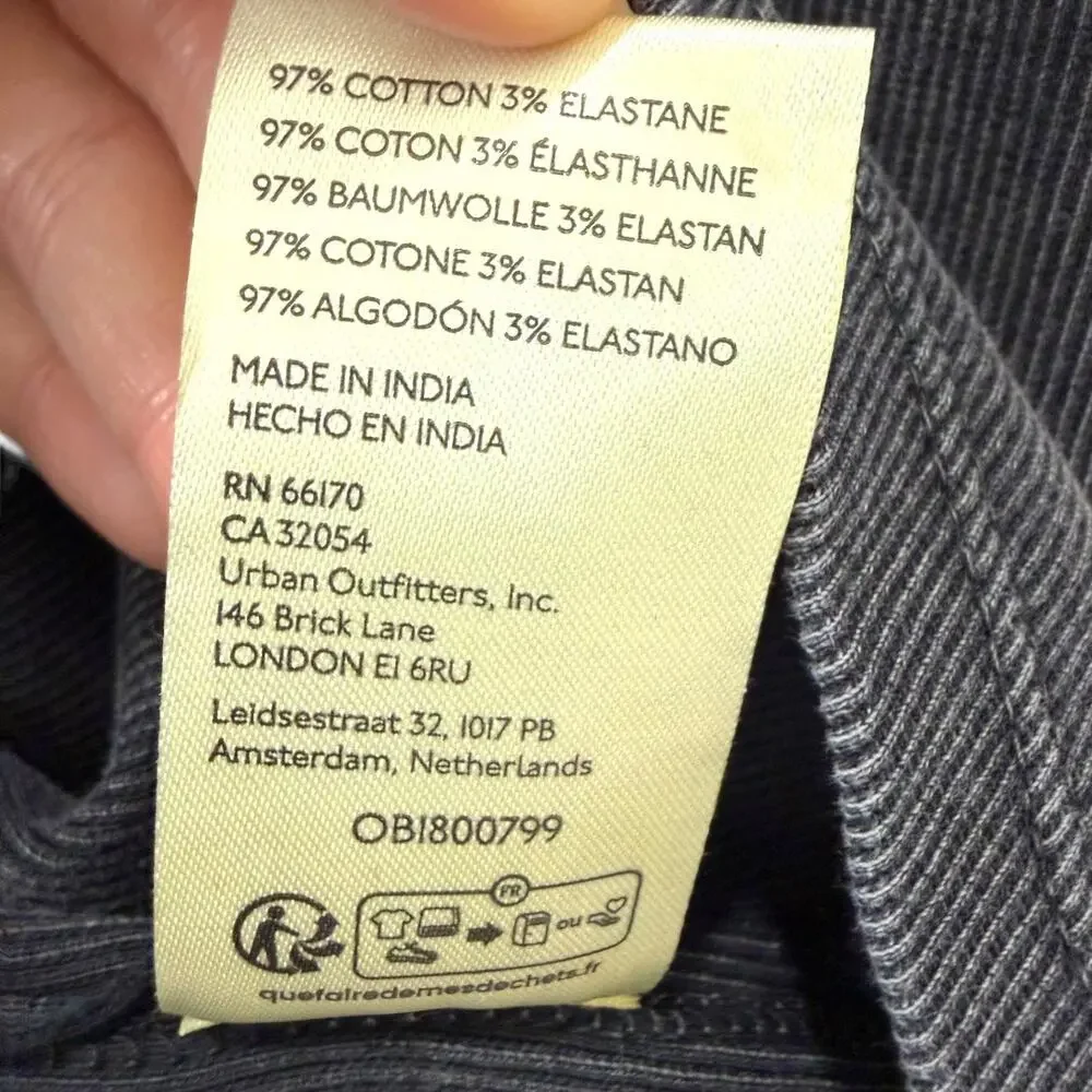 Free People We The Free Ribbed Snap Henley Fitted Stretch Long Sleeve X-Large